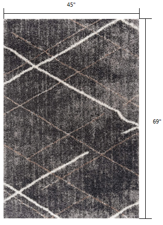 4’ X 6’ Gray Modern Distressed Lines Area Rug