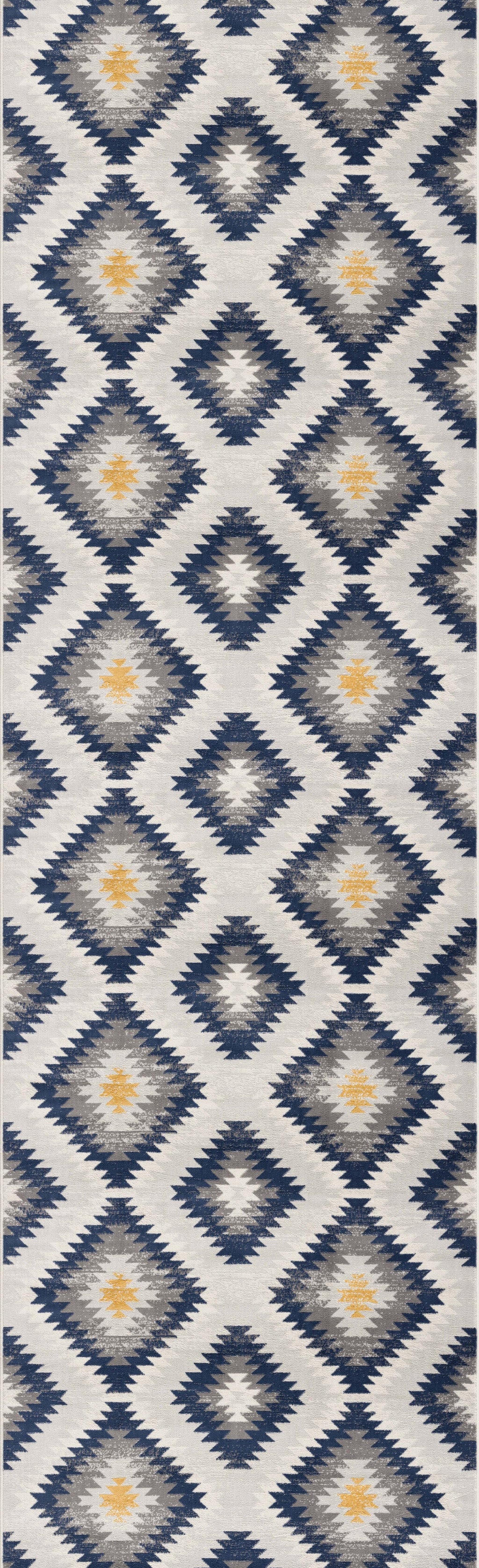 10' Blue Ikat Kilim Runner Rug