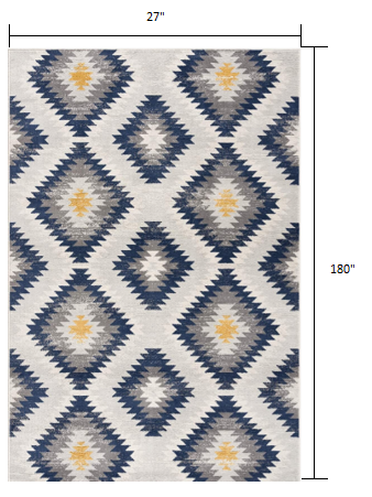 10' Blue Ikat Kilim Runner Rug