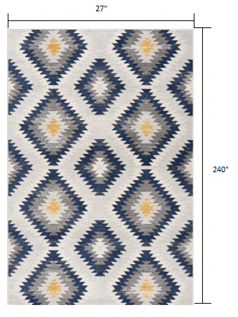 10' Blue Ikat Kilim Runner Rug