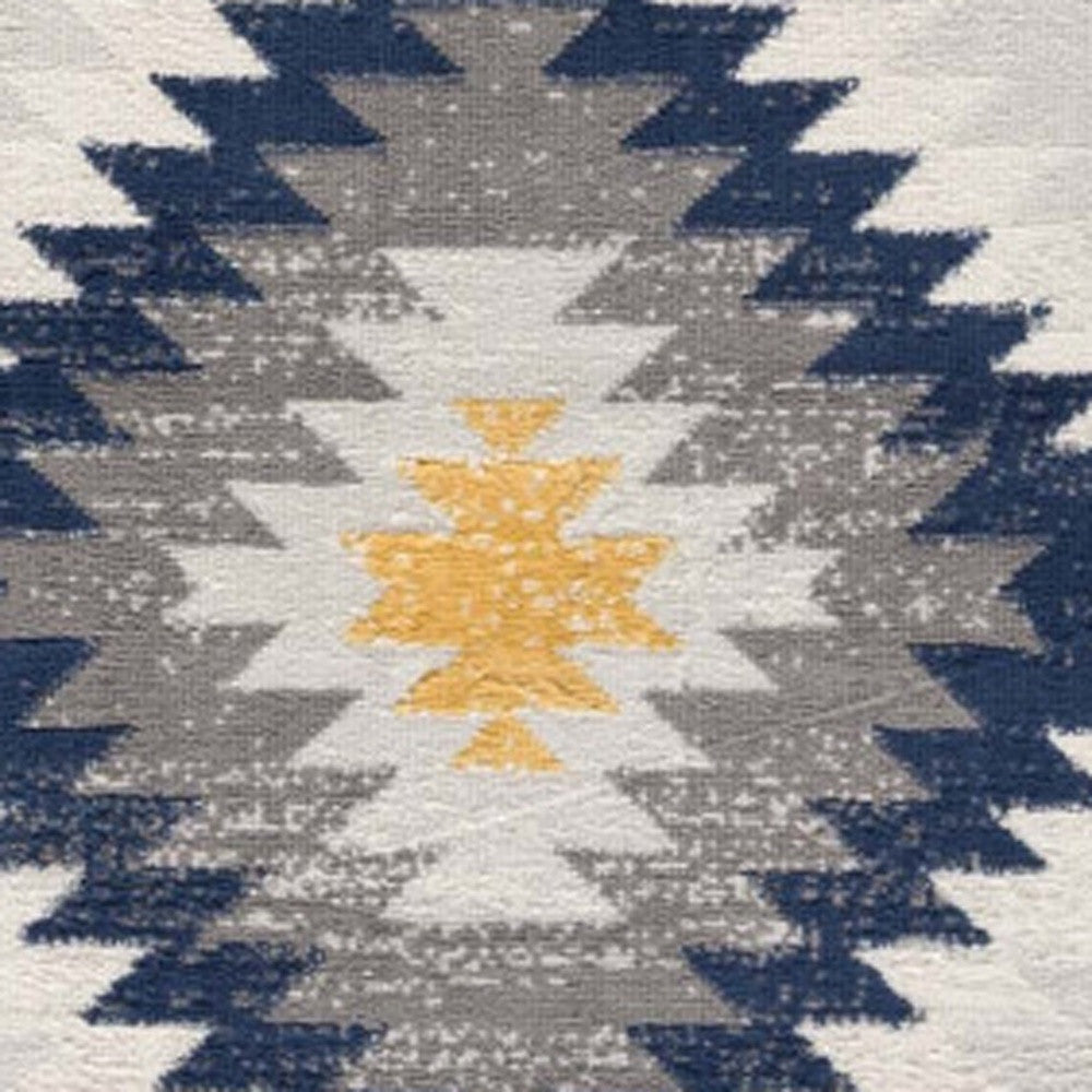 10' Blue Ikat Kilim Runner Rug