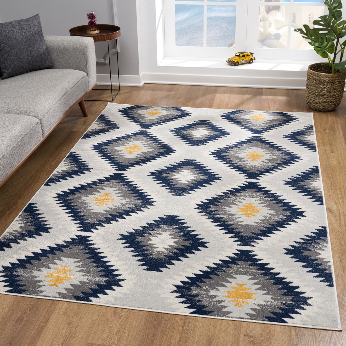 10' Blue Ikat Kilim Runner Rug