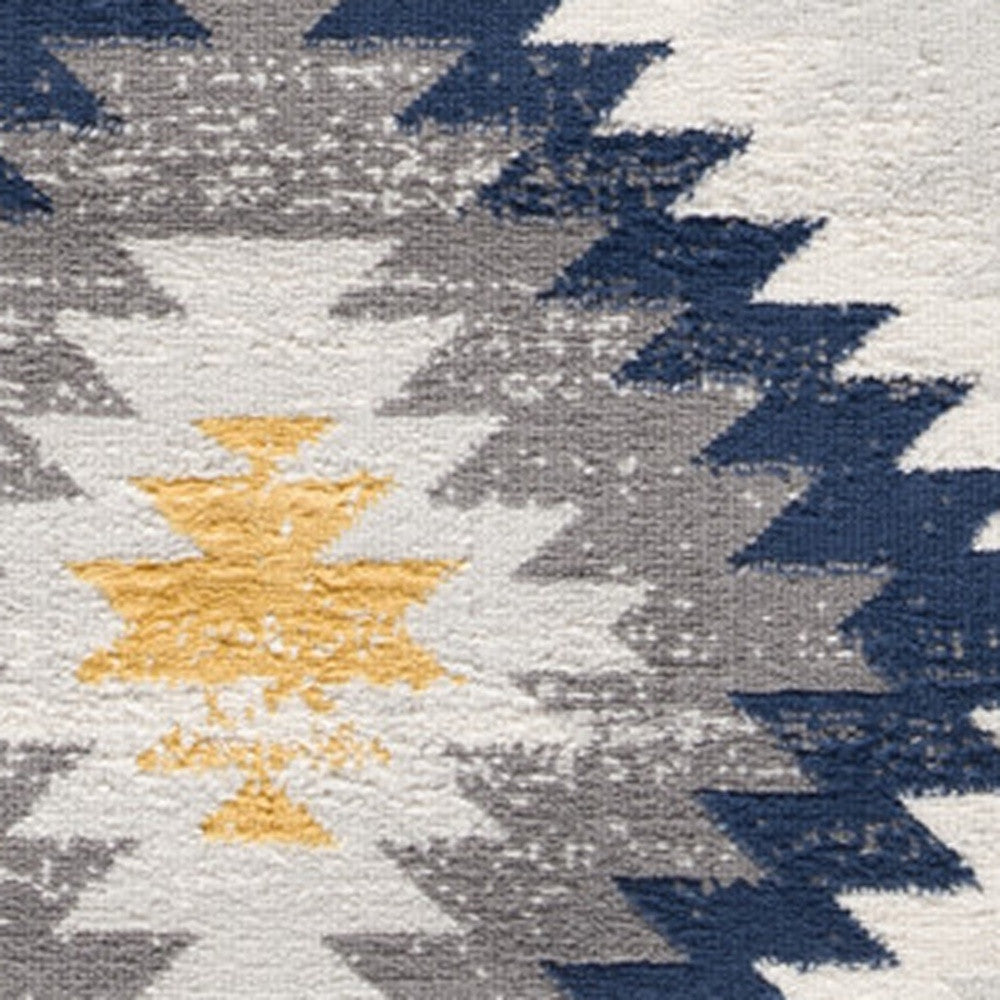 10' Blue Ikat Kilim Runner Rug