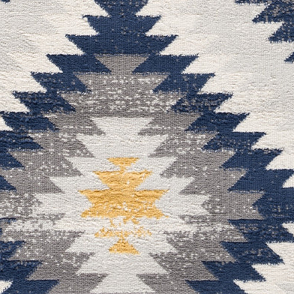 10' Blue Ikat Kilim Runner Rug