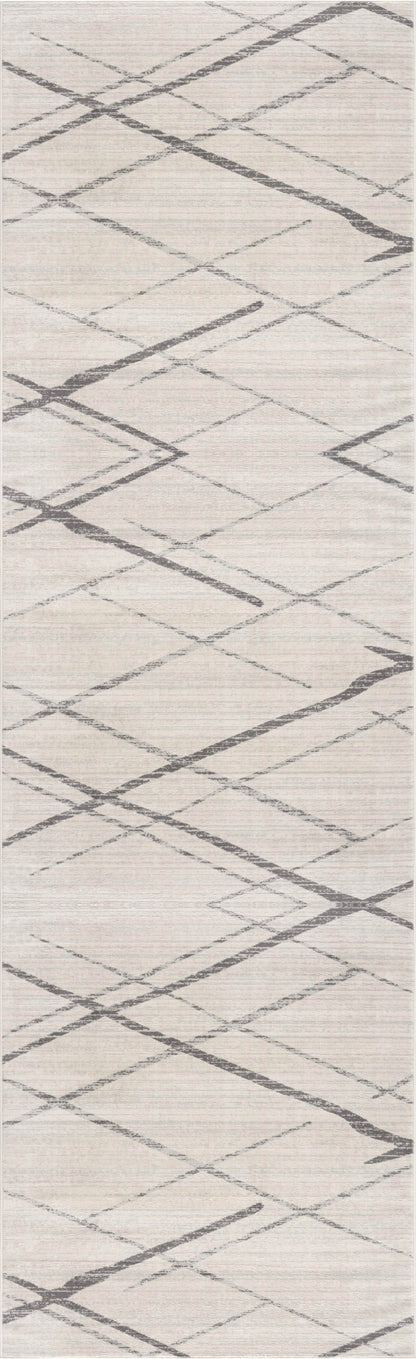 2' X 4' Gray Geometric Dhurrie Area Rug