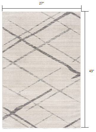 2' X 4' Gray Geometric Dhurrie Area Rug