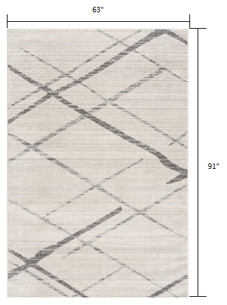 2' X 4' Gray Geometric Dhurrie Area Rug