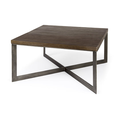 34" Brown Solid Wood Square Coffee Table