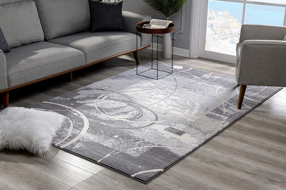 5' X 7' Gray Abstract Power Loom Area Rug