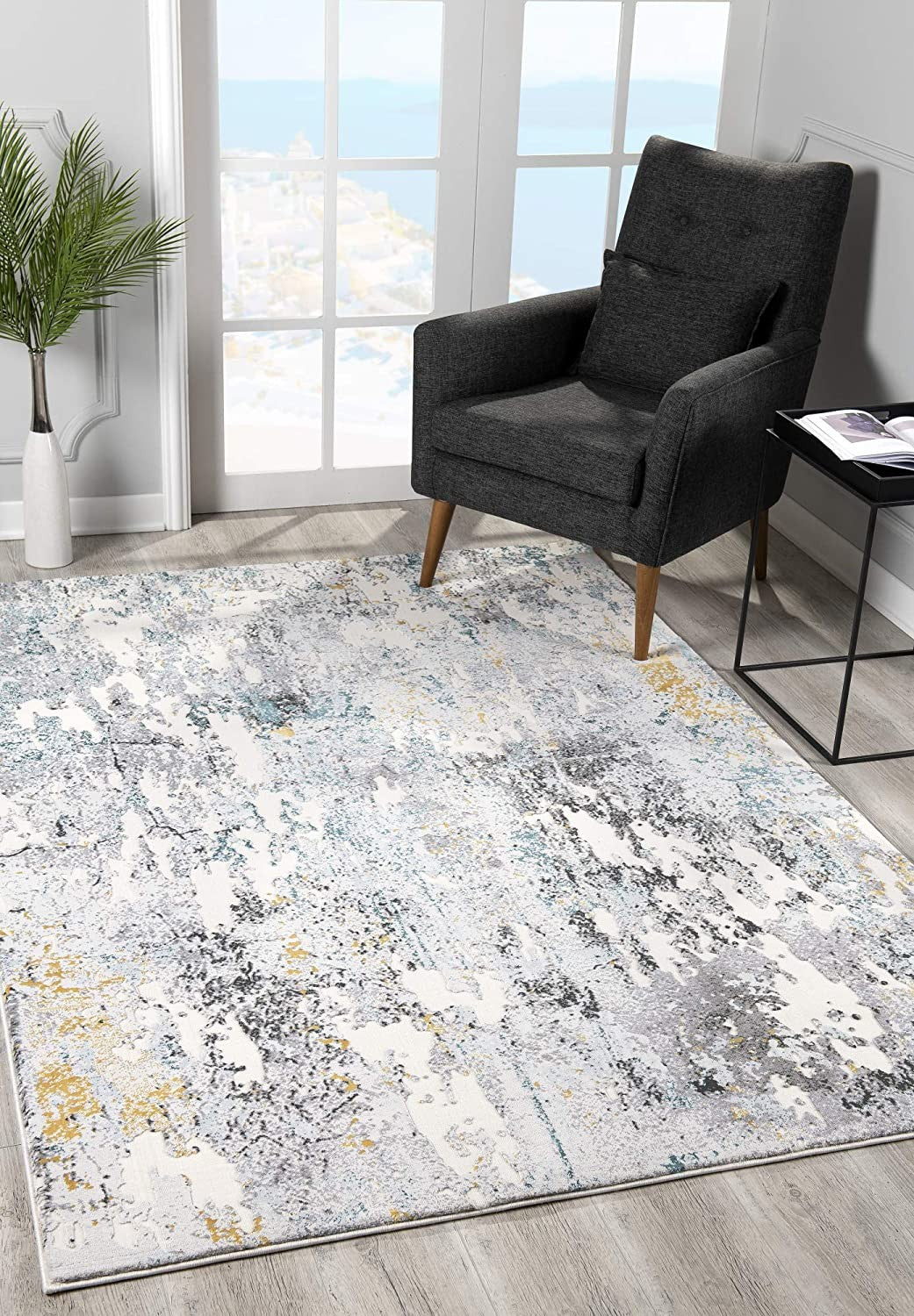 5' X 7' Gray Abstract Power Loom Area Rug