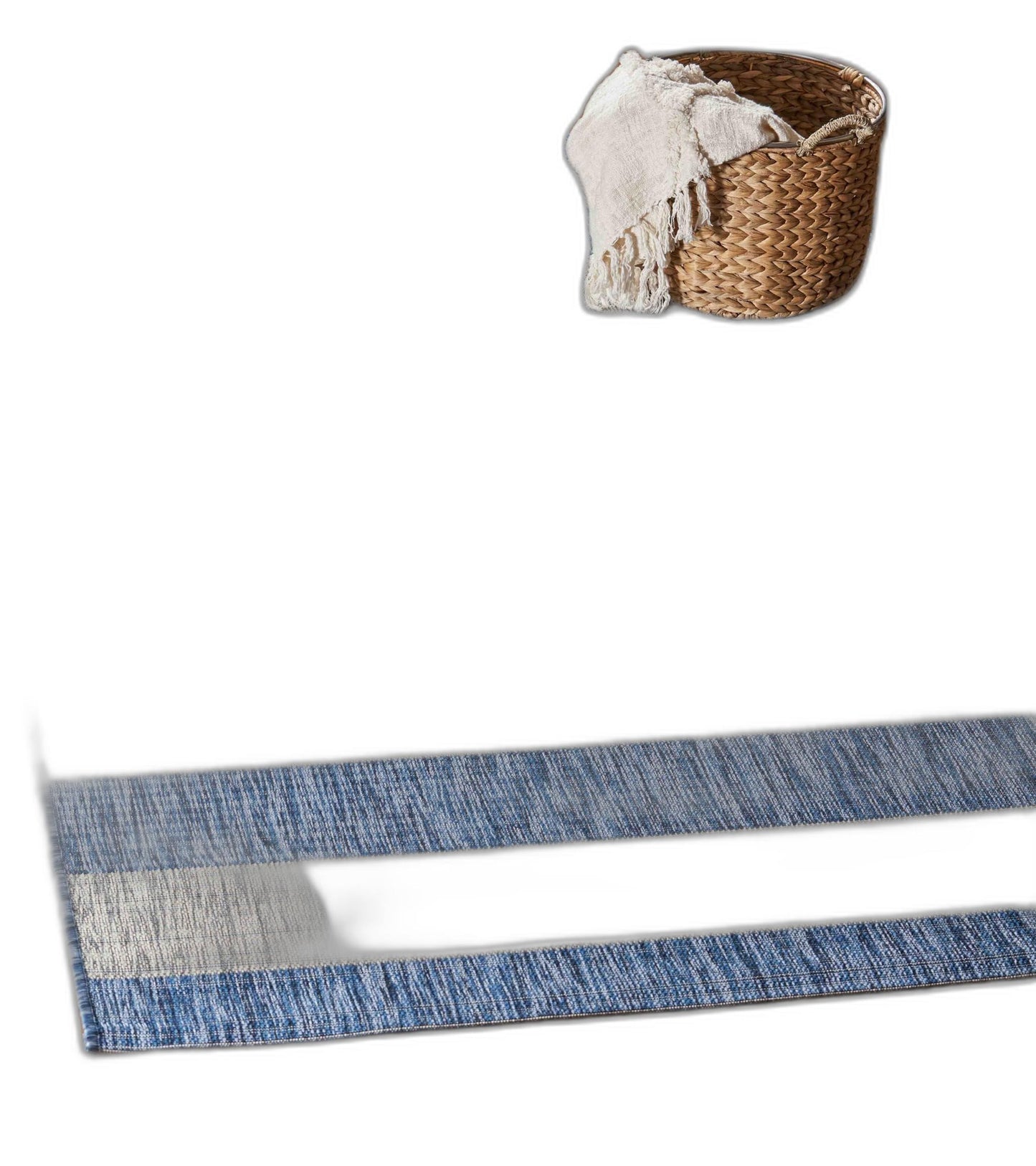 5' X 7' Blue And Gray Striped Indoor Outdoor Area Rug