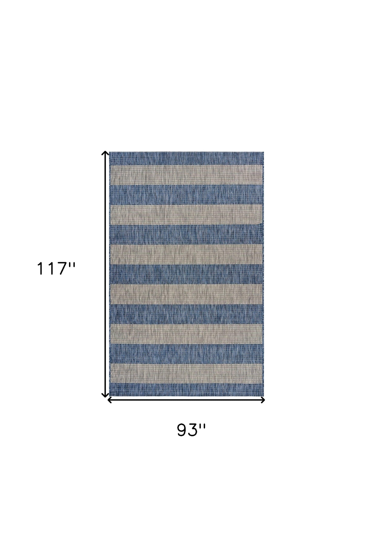 5' X 7' Blue And Gray Striped Indoor Outdoor Area Rug