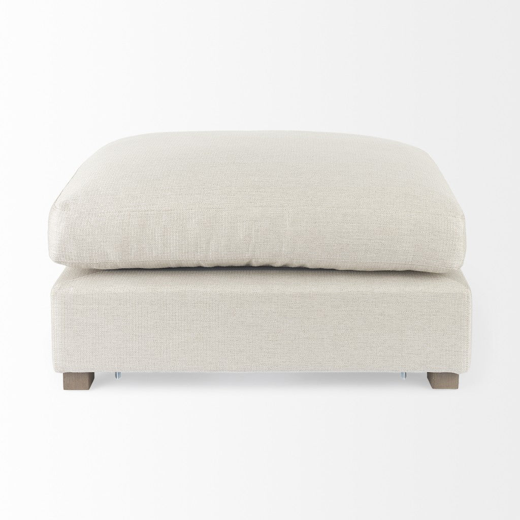 26" Beige Polyester And Brown Cocktail Ottoman