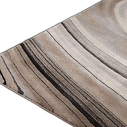 4’ x 6’ Cream and Tan Abstract Marble Area Rug