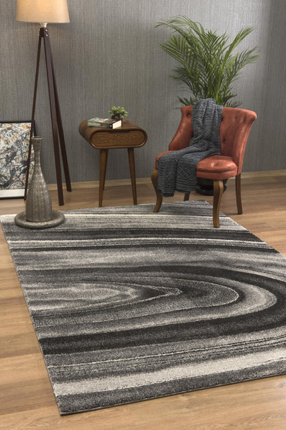 4’ x 6’ Dark Gray Abstract Illusional Area Rug