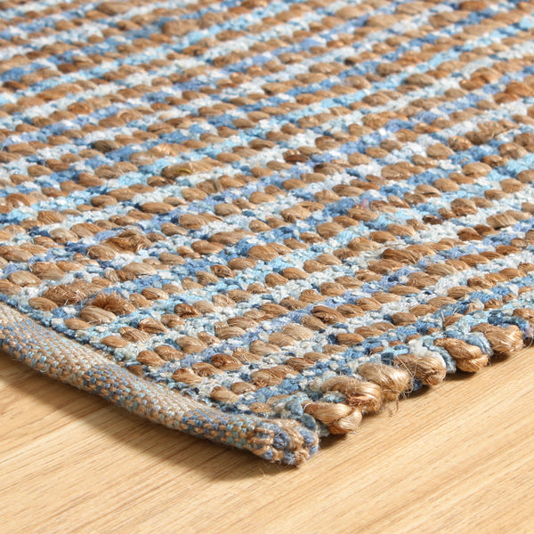 5' X 8' Blue Dhurrie Hand Woven Area Rug