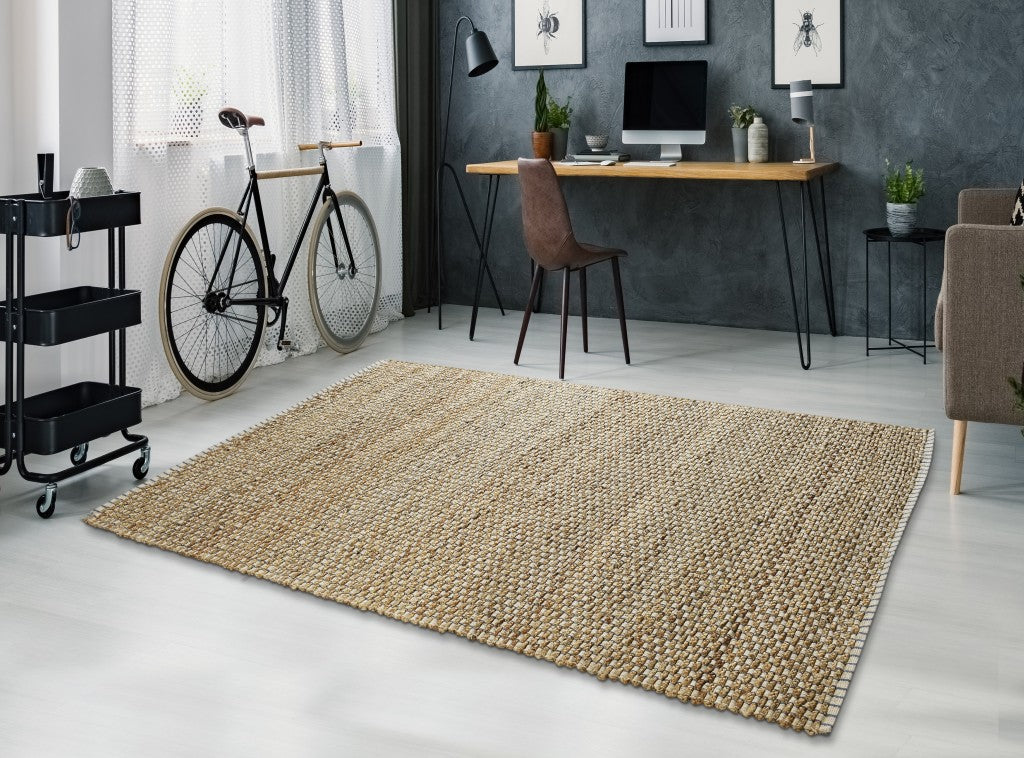 8' X 10' Natural Dhurrie Hand Woven Area Rug