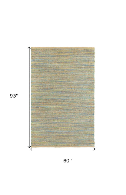 9' X 12' Blue And Beige Dhurrie Hand Woven Area Rug