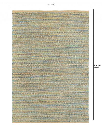 9' X 12' Blue And Beige Dhurrie Hand Woven Area Rug