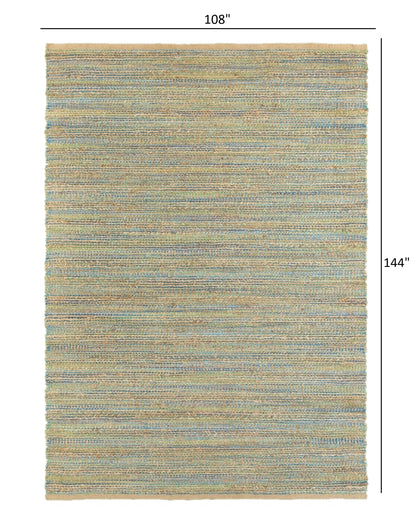 9' X 12' Blue And Beige Dhurrie Hand Woven Area Rug