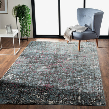 5’ x 8’ Blue Chaotic Strokes Area Rug