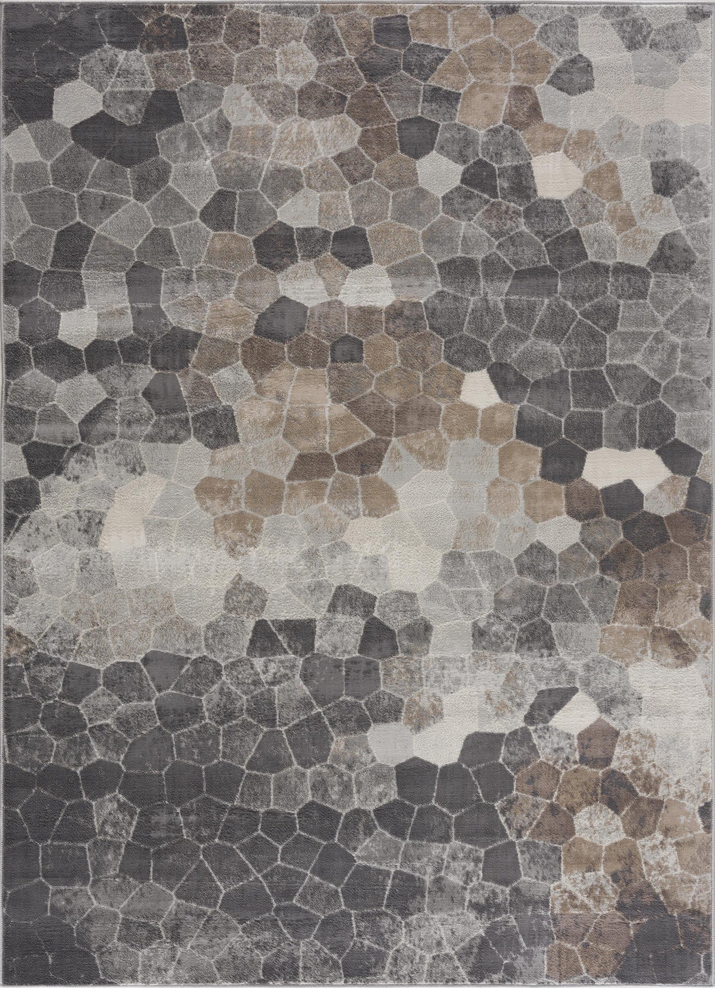 2’ x 3’ Beige Cobblestone Pattern Scatter Rug