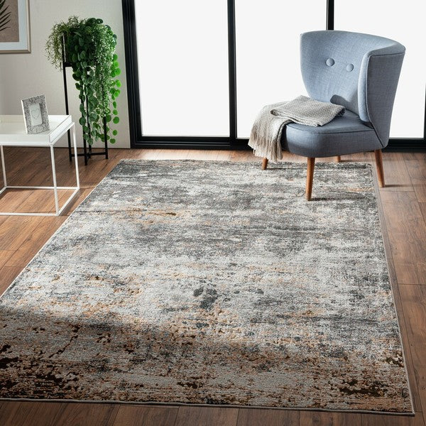 5’ x 8’ Gray And Orange Storm Area Rug