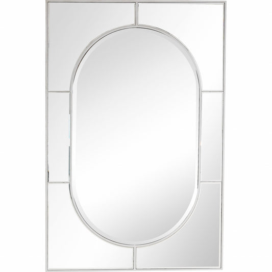 Silver Rectangle Accent Metal Mirror