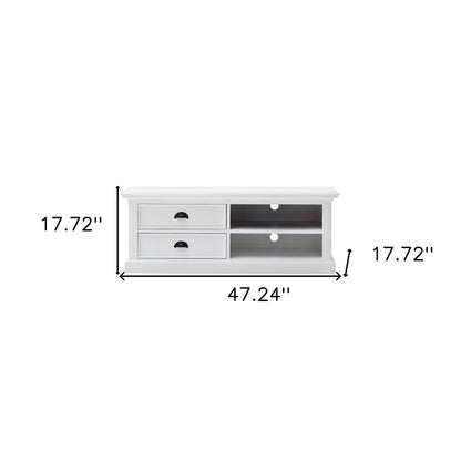 47" Classic White Entertainment Unit with Two Drawers