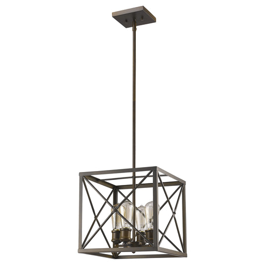 Brooklyn 4-Light Oil-Rubbed Bronze Pendant With Metal Framework Shade