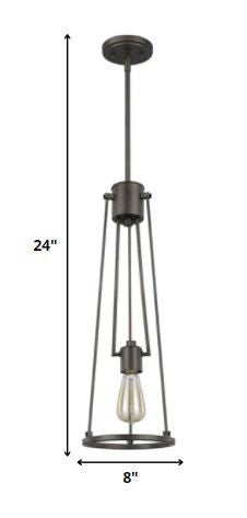 Jade 1-Light Oil-Rubbed Bronze Pendant With Vertical Structural Frames