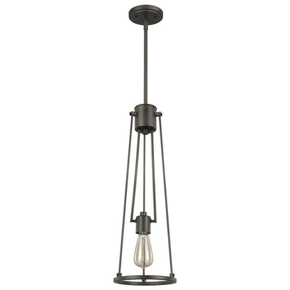 Jade 1-Light Oil-Rubbed Bronze Pendant With Vertical Structural Frames