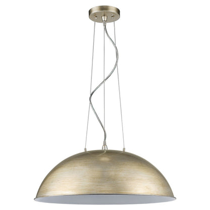 Layla 1-Light Washed Gold Bowl Pendant With Gloss White Interior Shade