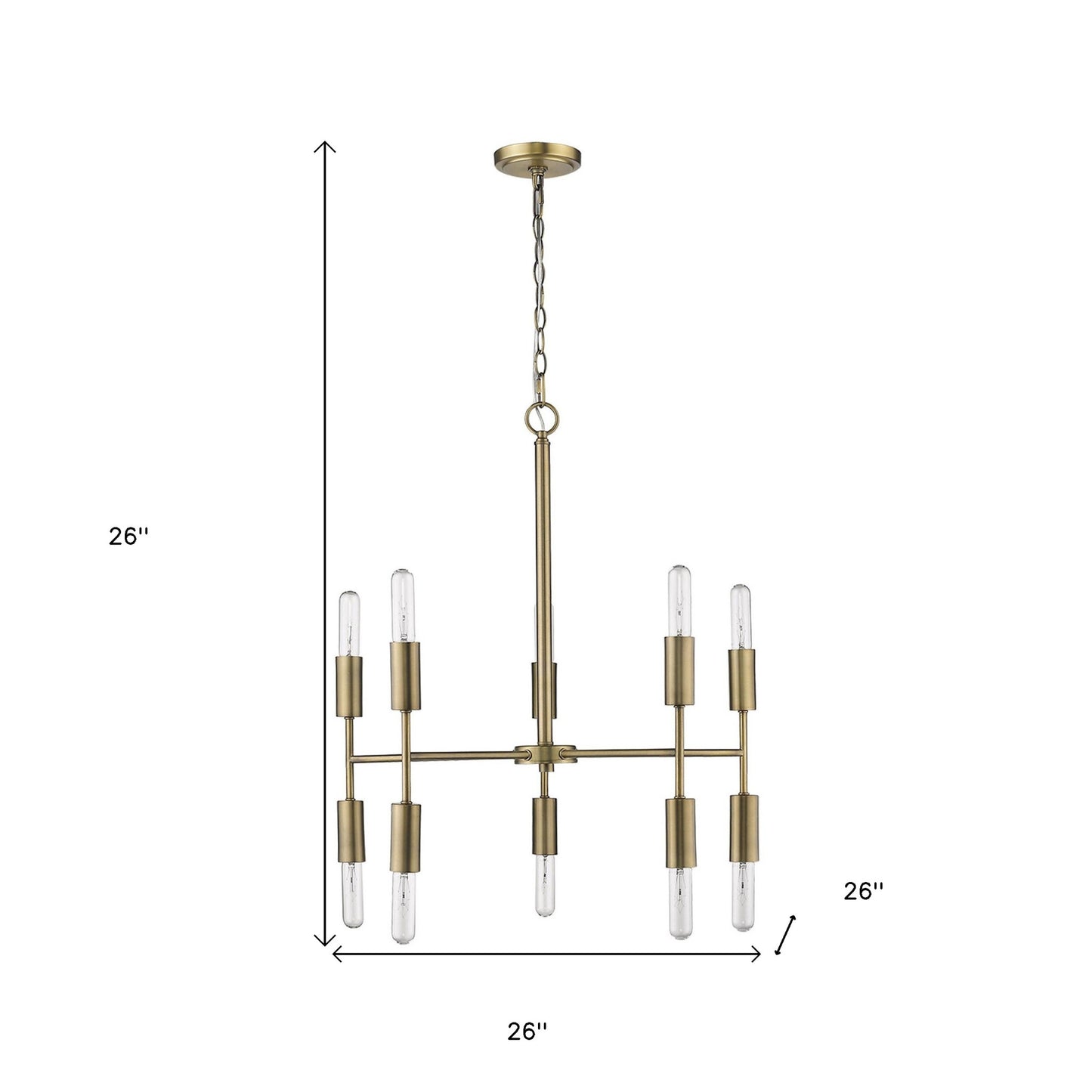 Perret 10-Light Aged Brass Chandelier