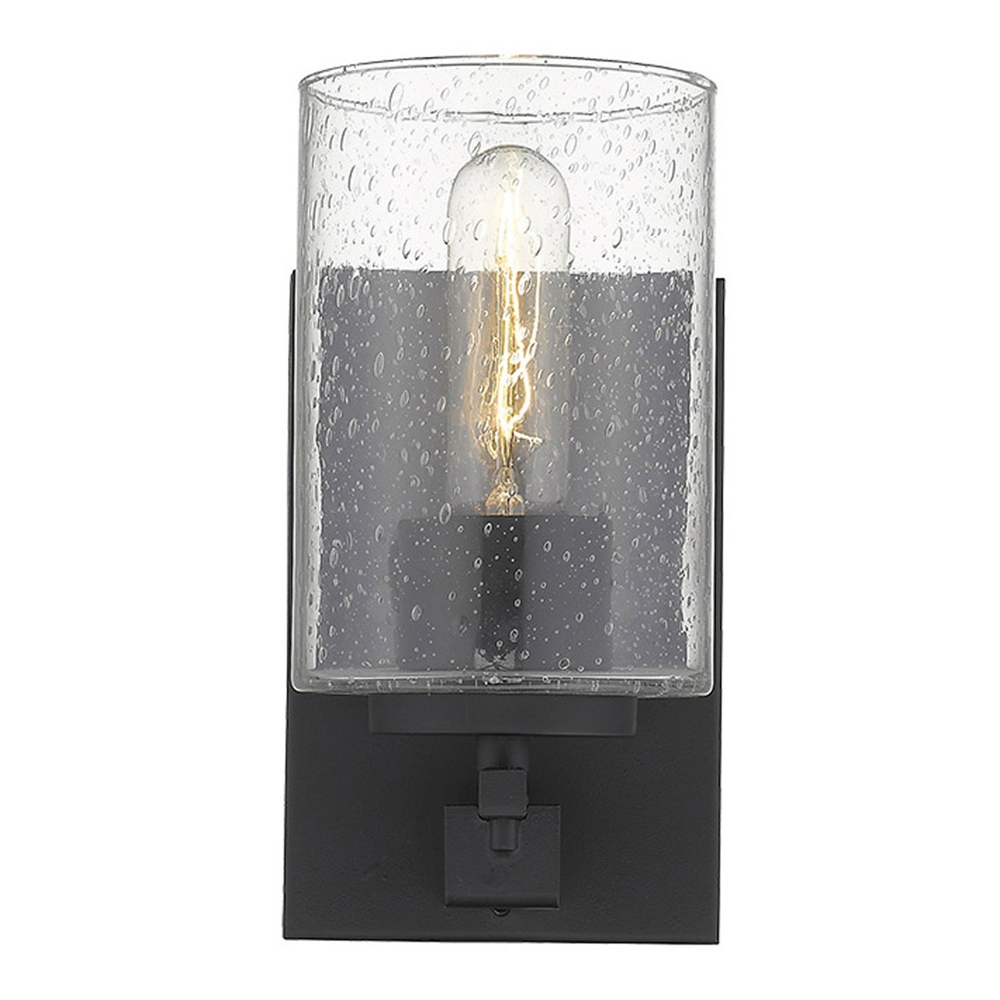 Black Metal and Textured Glass Wall Sconce