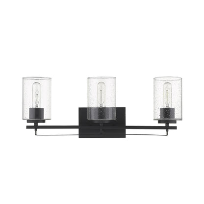 Black Metal and Textured Glass Three Light Wall Sconce