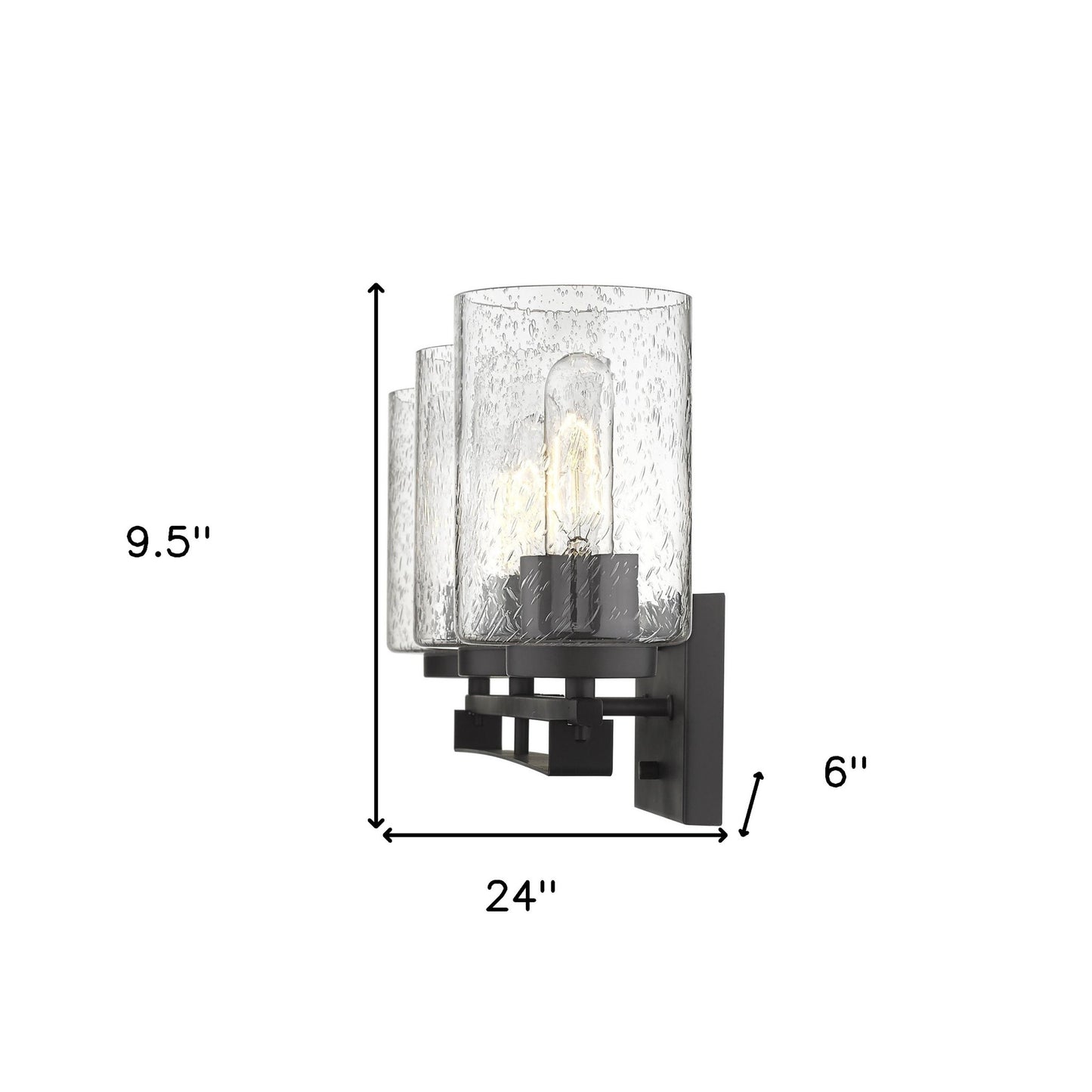 Bronze Metal and Textured Glass Three Light Wall Sconce