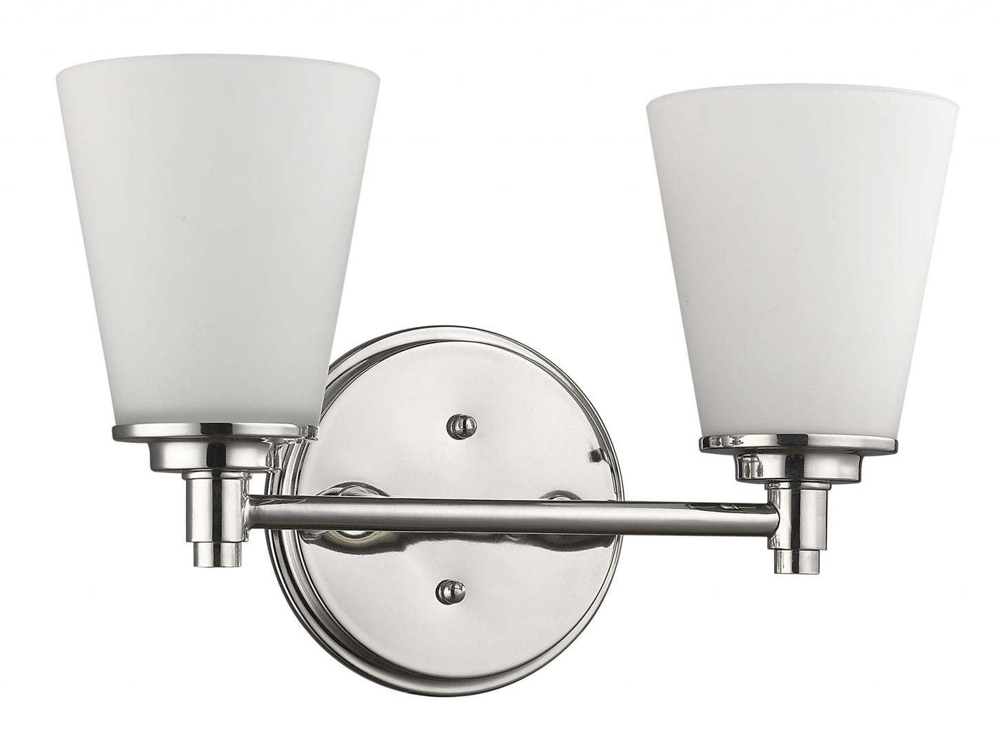 Two Light Silver Wall Light with Frosted Glass Shade