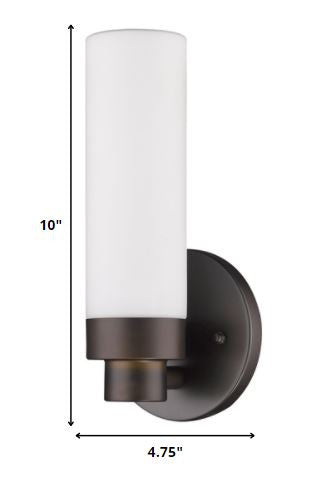 Bronze Wall Light with Narrow Frosted Glass Shade