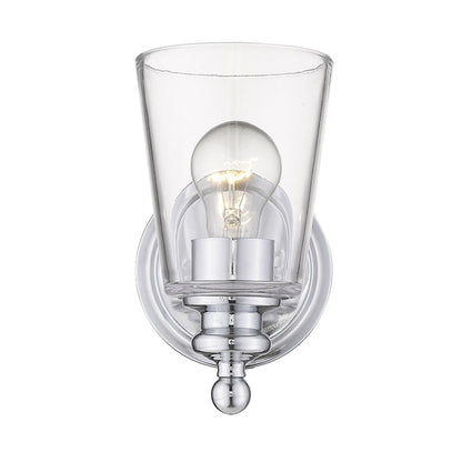 One Light Silver Glass Shade Wall Sconce