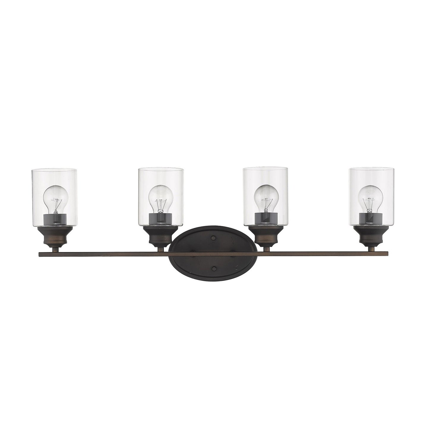 Four Light Bronze Wall Light with Clear Glass Shade