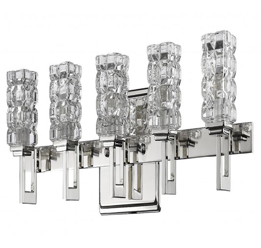 Coralie 5-Light Polished Nickel Sconce With Pressed Crystal Shades