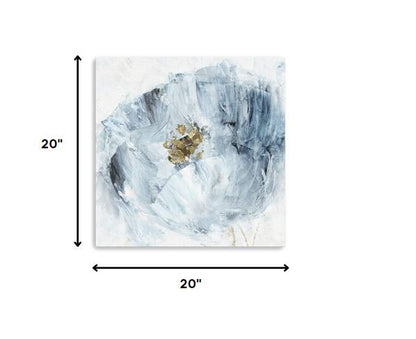 20" x 20" Watercolor Abstract Gray Blue Flower II Canvas Wall Art