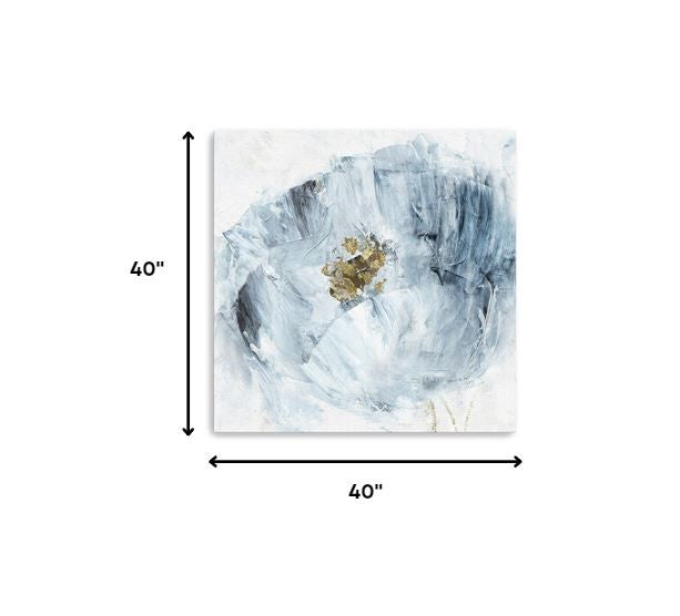 20" x 20" Watercolor Abstract Gray Blue Flower II Canvas Wall Art