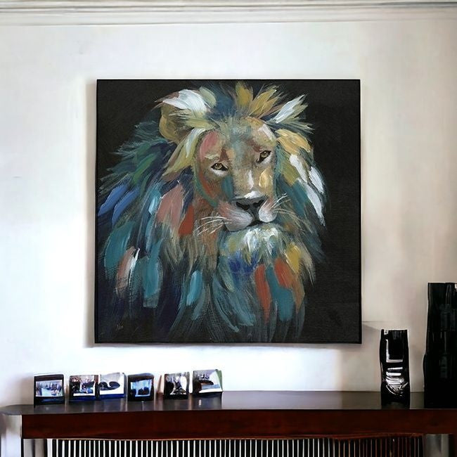 Painted Lion Portrait Unframed Print Wall Art