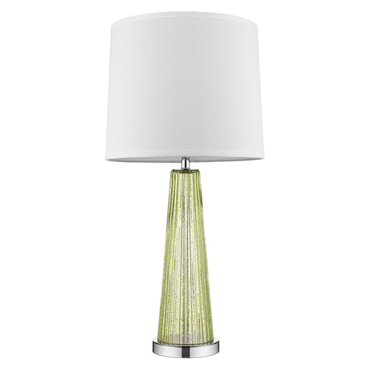 29" Silver Metal Table Lamp With White Empire Shade