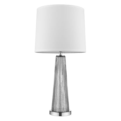 29" Silver Metal Table Lamp With White Empire Shade