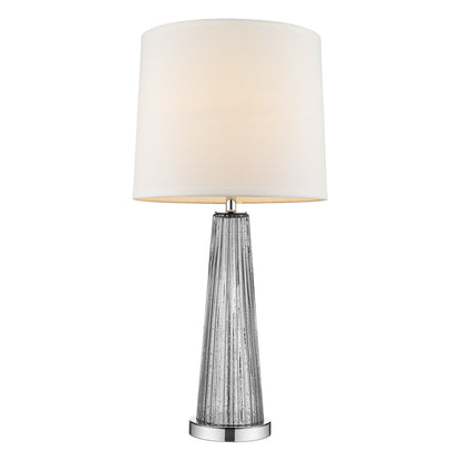 29" Silver Metal Table Lamp With White Empire Shade