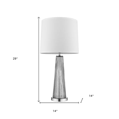 29" Silver Metal Table Lamp With White Empire Shade