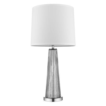 29" Silver Metal Table Lamp With White Empire Shade